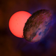 Artist’s conception of the dark mystery object passing in front of the giant star.
